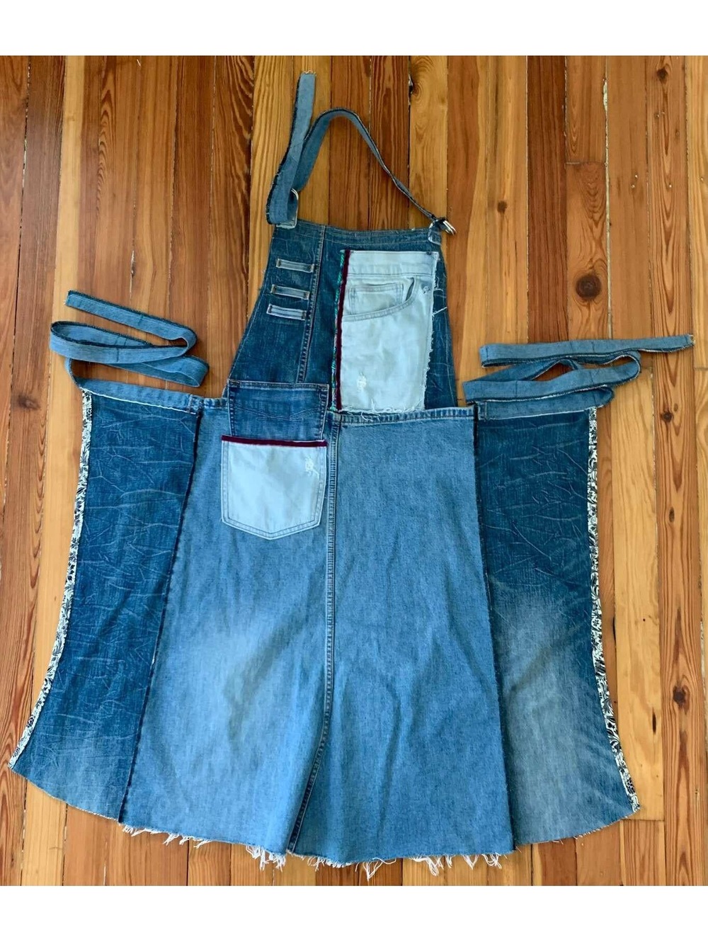 Repurposed Denim Artisan Apron, Upcycled Jeans OOAK